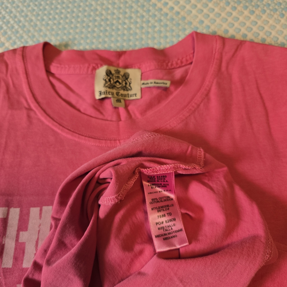 Vintage Juicy Couture Men's Pink Tee - Picture 7 of 8